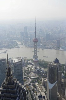 View from the 632 metre high Shanghai Tower, nicknamed The Twist, Shanghai, People's Republic of