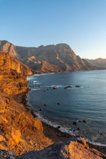 Cliffs and the coast of Agaete at summer sunset in Gran Canaria. Spain