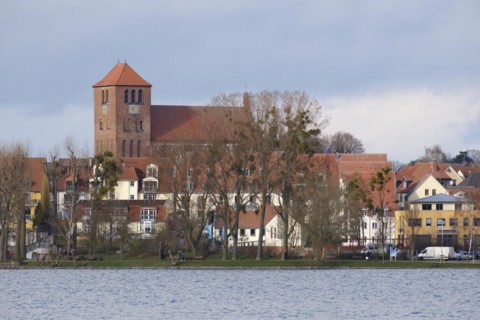 Town view Waren with church St. Georgen, Mueritzsee, Waren, Mueritz, Mecklenburg Lake District,