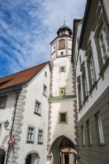 Pfaffenturm, 14th century town wall tower on the market square in the historic old town of Wangen