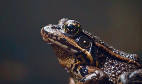 Close-up portrait of a Rana arvalis in profile AI generated