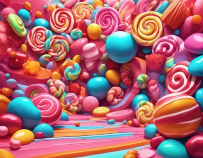 Abstract and fantastic background of colorful candies, AI generated