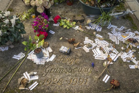 Grave of Serge Gainsbourg, Montparnasse Cemetery, Paris, France, Europe