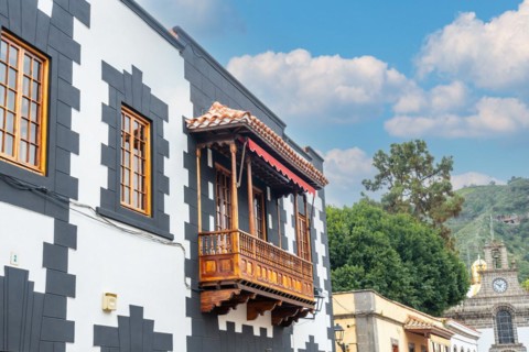 Detail of a house next to the Basilica of Nuestra Senora del Pino in the municipality of Teror.