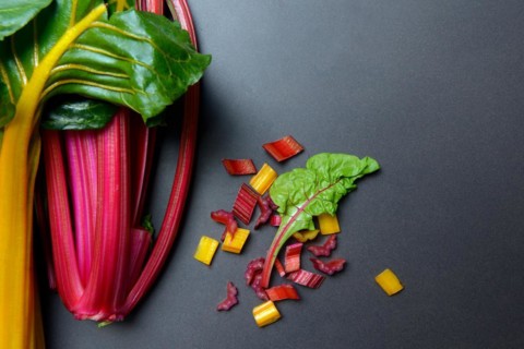 Swiss chard, chopped stems, Beta vulgaris