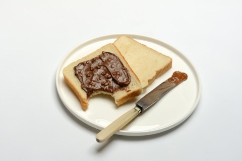 Hazelnut cream on toast, toast