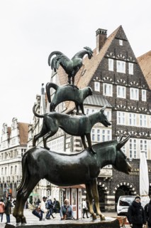 Bremen Town Musicians, bronze sculpture, artist Gerhard Marcks, Hanseatic City of Bremen, Germany,