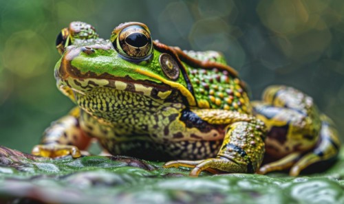 Close-up of Rana arvalis perched on a leaf AI generated
