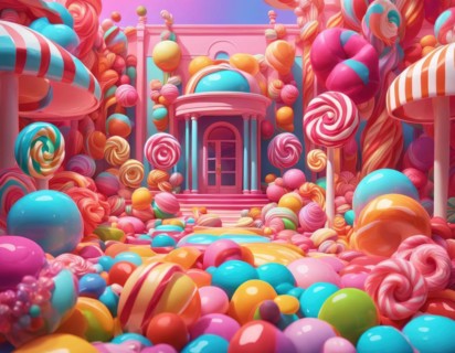 Abstract and fantastic background of colorful candies, AI generated