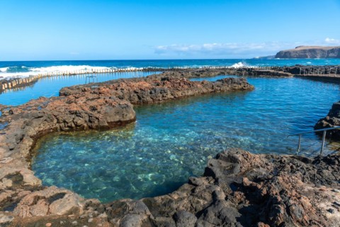 Beautiful natural pools Las Salinas de Agaete in Puerto de Las Nieves in Gran Canaria, Spain,