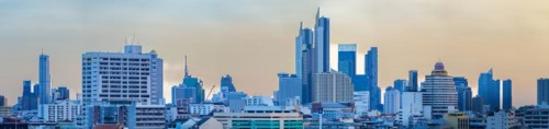 Panorama from Golden Mount, skyline of Bangkok, Thailand, Asia