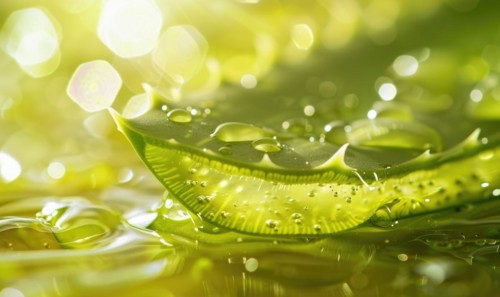 Close-up of Close-up of a freshly cut aloe vera leaf oozing with gel AI generated