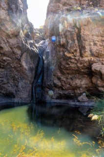 Beautiful waterfall at Charco Azul in El Podemos a Agaete on Gran Canaria, Canary Islands