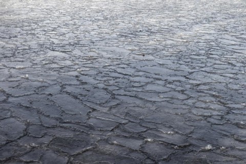 Winter, ice pattern formation, Chateauguay River, Province of Quebec, Canada, North America