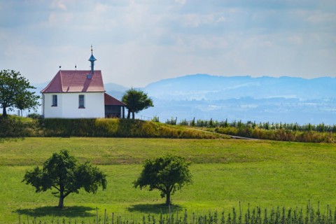 St Anthony's Chapel, Selmnau, near moated castle, Lake Constance, Swabia, Bavaria, Germany Europe