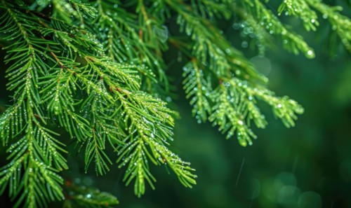 Close-up of cedar branches with vibrant green needles AI generated