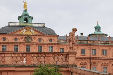 Court of honour baroque three-winged complex Rastatt Palace, former residence of the Margraves of