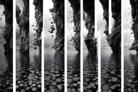 AI generated sequence of photos transitioning through a range of digital distortions symbolizing