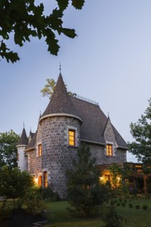 2006 reproduction of a 16th century grey stone and mortar Renaissance castle style residential home