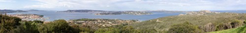 View of the coast at La Maddalena, panoramic photo, Palau, Sardinia, Italy, Oceania