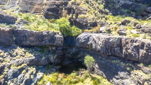 Beautiful aerial landscape of Charco Azul in the Podemos to Agaete in Gran Canaria, Canary Islands