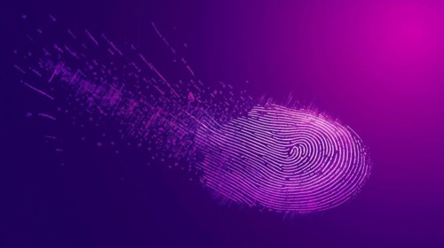 Abstract of fingerprint on gradation. generative AI, AI generated