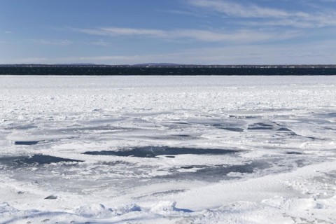 Winter, pack ice in the Saint Lawrence River, Province of Quebec, Canada, North America