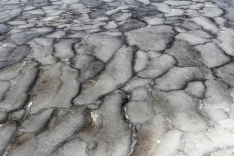 Winter, ice pattern formation, Chateauguay River, Province of Quebec, Canada, North America