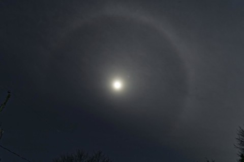 Nature, astronomy, halo during the total solar eclipse 2024, Province of Quebec, Canada, North