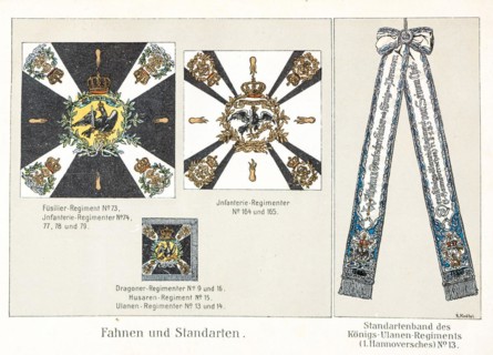Flags and standards, standard band, fusilier regiment, infantry, dragoons, hussars, ulans, royal