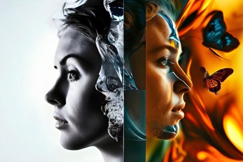 AI generated sequence of photos transitioning through a range of digital distortions symbolizing