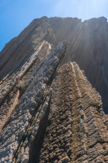 Flysch Basque Coast Geopark in Zumaia, Gipuzkoa. Layers of hard cohesive rocks interspersed with
