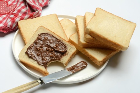 Hazelnut cream on toast, toast