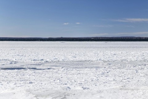 Winter, pack ice in the Saint Lawrence River, Province of Quebec, Canada, North America