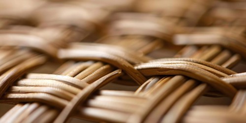 Close up of natural wicker basket netting. KI generiert, generiert, AI generated