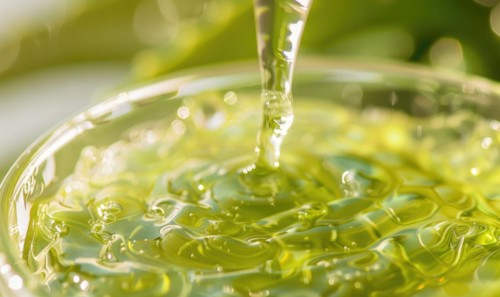 Close-up of aloe vera gel being extracted and blended with botanical oils and essences AI generated