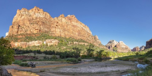 Virgin River and Court of Patriarchs, Zion National Park, Utah, USA, Zion National Park, Utah, USA,