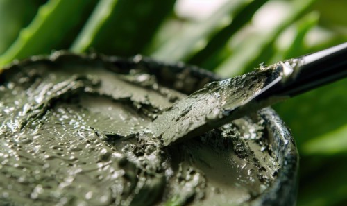 Close-up of organic clay, beauty and health care AI generated