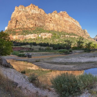 Virgin River and Court of Patriarchs, Zion National Park, Utah, USA, Zion National Park, Utah, USA,