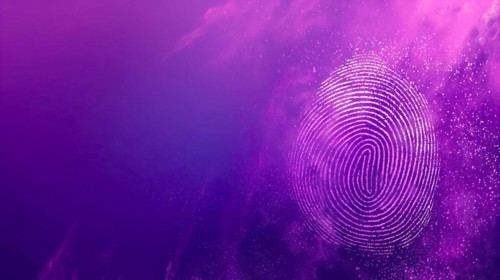 Abstract of fingerprint on gradation. generative AI, AI generated