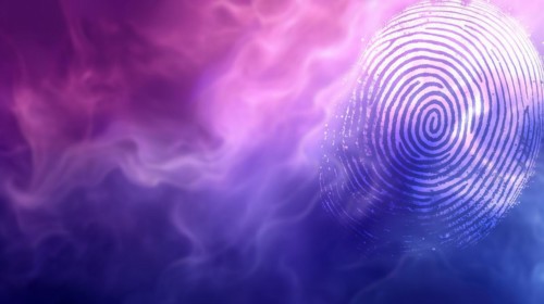 Abstract of fingerprint on gradation. generative AI, AI generated
