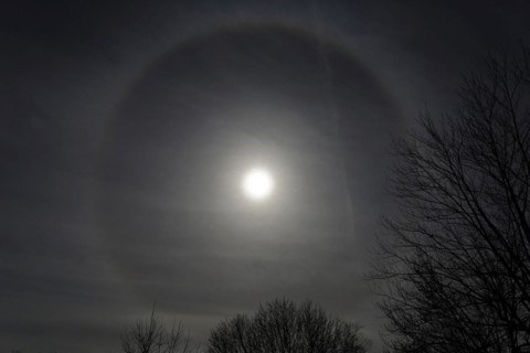 Nature, astronomy, halo during the total solar eclipse 2024, Province of Quebec, Canada, North