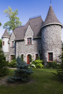 2006 reproduction of a 16th century grey stone and mortar Renaissance castle style residential home