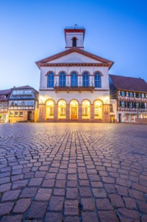 View of an old town, half-timbered houses and streets in a town. Seligenstadt am Main, Hesse