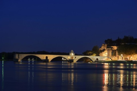 Pont Saint Benezet at night, Avignon, Vaucluse, Provence-Alpes-Cote d'Azur, South of France,