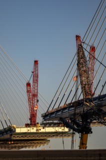 Detroit, Michigan USA -15 April 2024, Construction of the Gordie Howe International Bridge. The