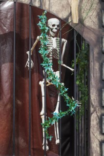 Skeleton with skull on a ghost train, decoration, figure at the Bremen Easter Fair, Buergerweide,