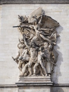 Paris. Details of pillars of Arc de Triomphe on Charles de Gaulle square, Ile de France, France,