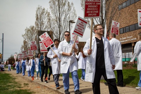 Detroit, Michigan USA, 18 April 2024, Doctors in the emergency room at Ascension St. John Hospital