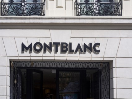 Paris 8e arrondissement. Mont Blanc shop on the champs Elysees avenue, Ile de France, France,